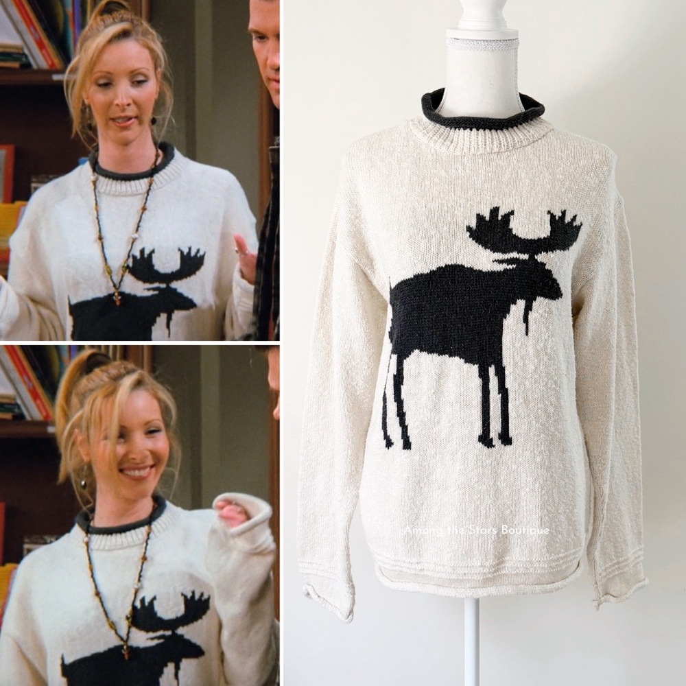 Extremely Rare 90s Vintage Cotton Moose Sweater ASO Phoebe Buffay in Friends